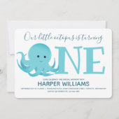 Kleiner Oktopus, der ein Tier zum ersten Geburtsta Einladung (Vorderseite)