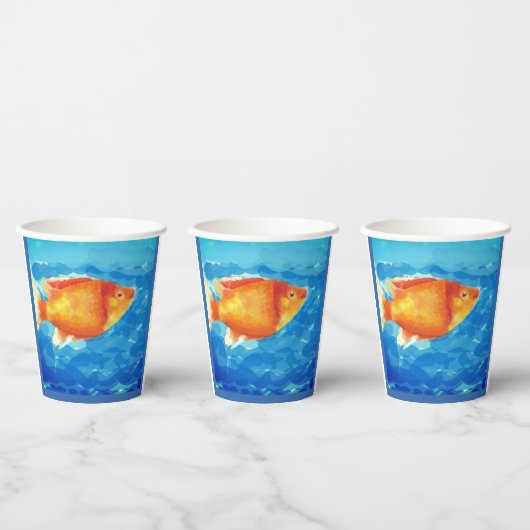 Kleiner orangefarbener Fisch Pappbecher (Multi)
