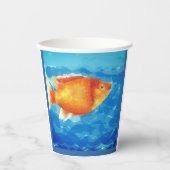 Kleiner orangefarbener Fisch Pappbecher (Vorderseite)
