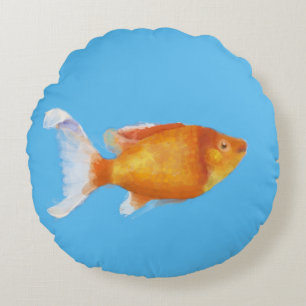 Kleiner orangefarbener Fisch Rundes Kissen