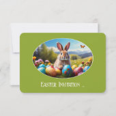 Kleiner Osterhase in Landschaft, oval -  Karte (Vorderseite)