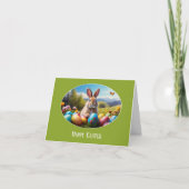 Kleiner Osterhase in Landschaft, oval -  Karte (Vorderseite)