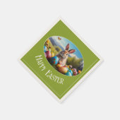 Kleiner Osterhase in Landschaft, oval -  Serviette (Ecke)