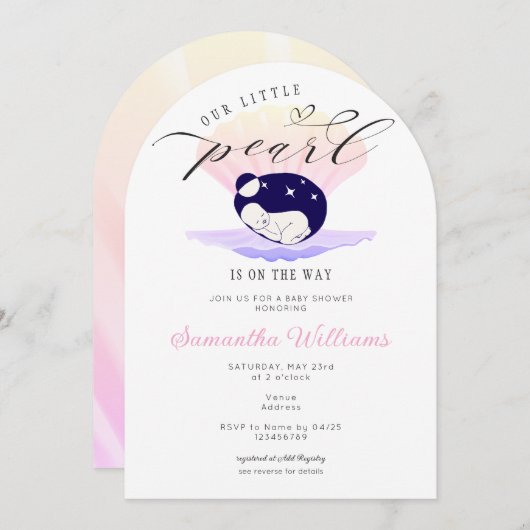 Kleiner Perlenstrand unter der Sea Baby Dusche Einladung (Vorne/Hinten)