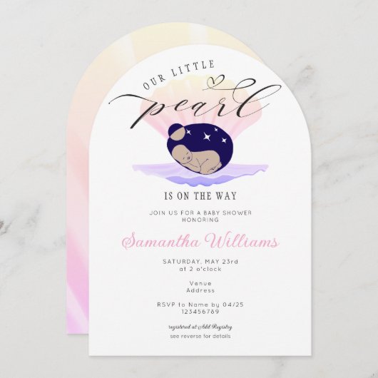 Kleiner Perlenstrand unter der Sea Baby Dusche Einladung (Vorne/Hinten)