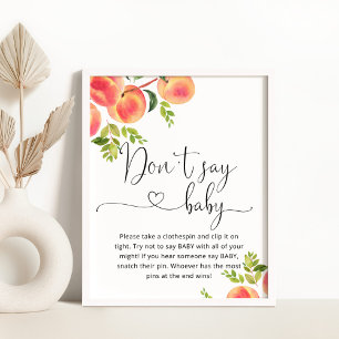 Kleiner Pfirsich Don't say baby Dusche Game Poster