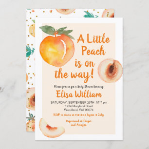 Kleiner Pfirsich ist auf dem Weg Babydusche Einladung