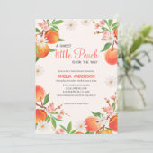 Kleiner Pfirsich ist auf dem Weg Peach Thema Kinde Einladung (Stehend Vorderseite)