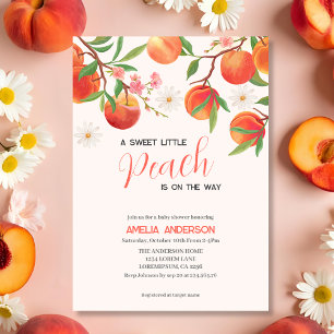 Kleiner Pfirsich ist auf dem Weg Peach Thema Kinde Einladung