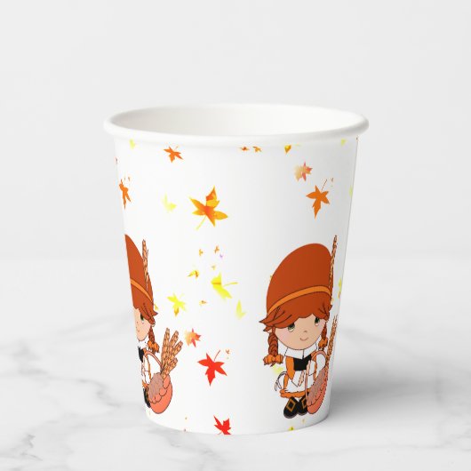 Kleiner Pilgrim Erntedank Custom Pappbecher (Rückseite)