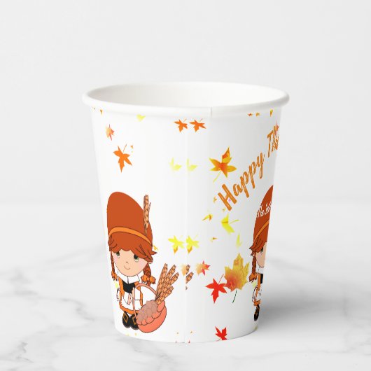 Kleiner Pilgrim Erntedank Custom Pappbecher (Rechts)