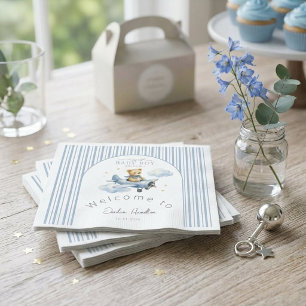 Kleiner Pilot Teddybär Baby Boy Shower Serviette