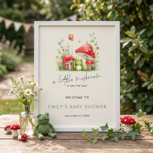 Kleiner Pilz Frosch Willkommen Baby Shower Schild