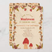 Kleiner Pilz Herbst Herbst 1. Geburtstag Einladung (Vorne/Hinten)
