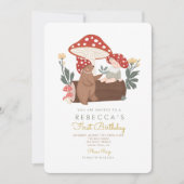 Kleiner Pilz-Wald Erster Geburtstag Einladung (Vorderseite)