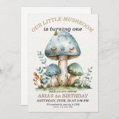 Kleiner Pilzbewald, 1. Geburtstag Einladung (Vorne/Hinten)