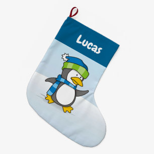 Kleiner Pinguin beim Schnee Großer Weihnachtsstrumpf