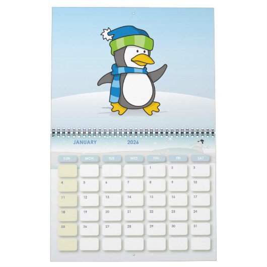 Kleiner Pinguin beim Schnee Kalender (Jan 2026)