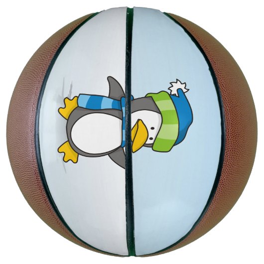 Kleiner Pinguin, der auf Schnee geht Basketball (Vertikal)