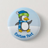 Kleiner Pinguin, der auf Schnee geht Button (Vorderseite)