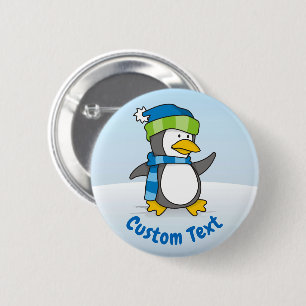 Kleiner Pinguin, der auf Schnee geht Button