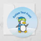 Kleiner Pinguin, der auf Schnee geht Einladung (Vorderseite)