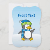 Kleiner Pinguin, der auf Schnee geht Einladung (Vorderseite)