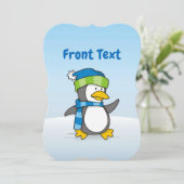 Kleiner Pinguin, der auf Schnee geht Einladung (Stehend Vorderseite)
