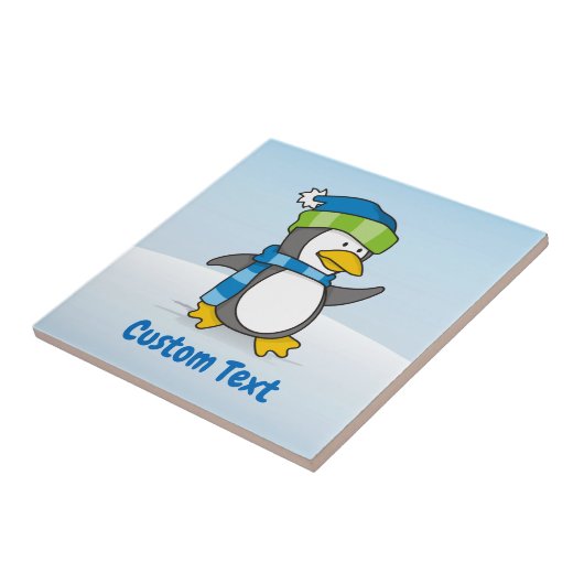 Kleiner Pinguin, der auf Schnee geht Fliese (Seite)