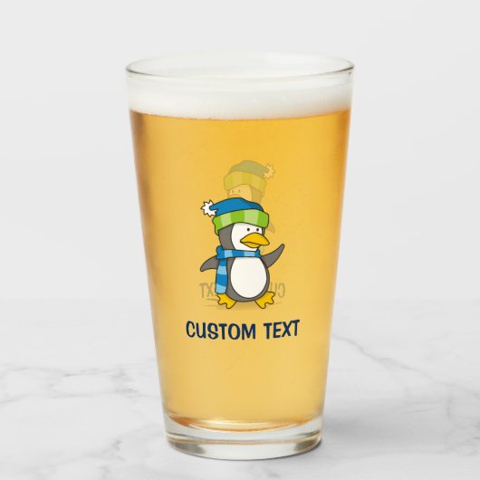 Kleiner Pinguin, der auf Schnee geht Glas (Vorne (Gefüllt))