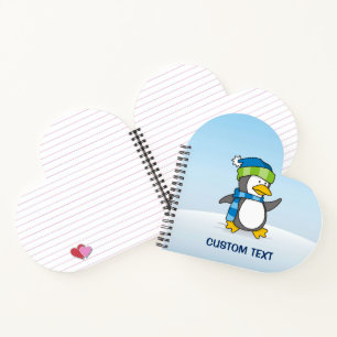 Kleiner Pinguin, der auf Schnee geht Notizbuch