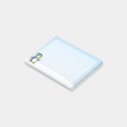 Kleiner Pinguin, der auf Schnee geht Post-it Klebezettel (angewinkelt)