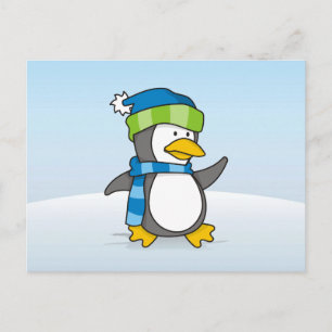 Kleiner Pinguin, der auf Schnee geht Postkarte
