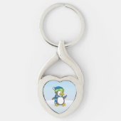 Kleiner Pinguin, der auf Schnee geht Schlüsselanhänger (Vorderseite)