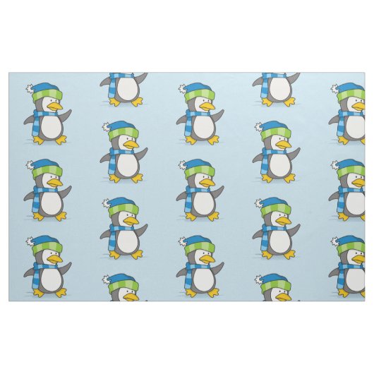 Kleiner Pinguin, der auf Schnee geht Stoff (Fat Quarter (45,7 x 55,9 cm))