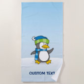 Kleiner Pinguin, der auf Schnee geht Strandtuch (Vorderseite)