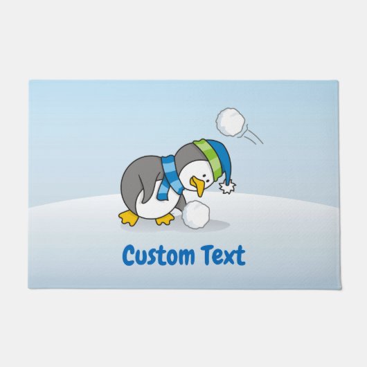 Kleiner Pinguin Erlangung einer Schneeballmatte Fußmatte (Vorderseite)