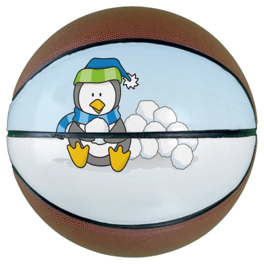 Kleiner Pinguin mit Schneebällen Basketball (Vorderseite)