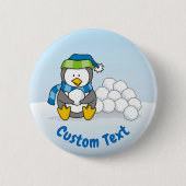 Kleiner Pinguin mit Schneebällen Button (Vorderseite)