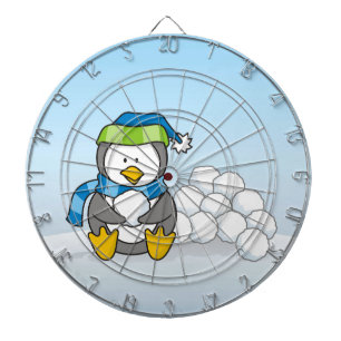 Kleiner Pinguin mit Schneebällen Dartscheibe