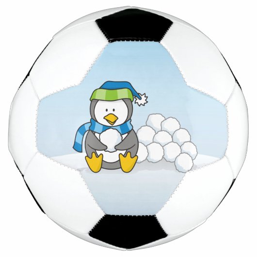 Kleiner Pinguin mit Schneebällen Fußball (Vorderseite)