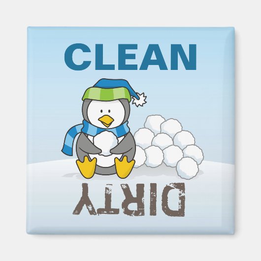 Kleiner Pinguin mit Schneebällen Magnet (Vorne)