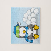 Kleiner Pinguin mit Schneebällen Puzzle (Vertikal)