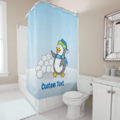 Kleiner Pinguin mit Schneebällen, schwindelnde Dus Duschvorhang (Beispiel)