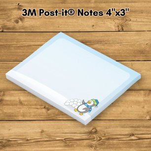 Kleiner Pinguin mit Schneebällen winkend Post-it Klebezettel