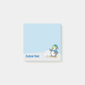 Kleiner Pinguin mit Schneeballschuhen Post-it Klebezettel (Vorderseite)