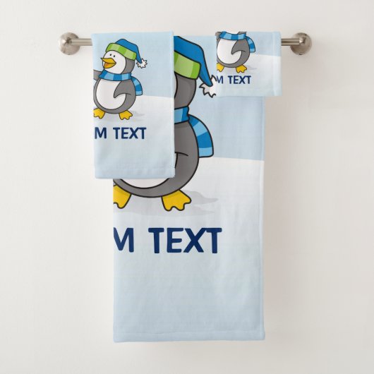 Kleiner Pinguin mit schneebedeckten Kugeln Badhandtuch Set (Insitu)