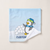Kleiner Pinguin mit schneebedeckten Kugeln Badhandtuch Set (Waschlappen)