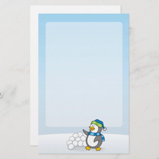 Kleiner Pinguin mit schneebedeckten Kugeln Briefpapier (Vorne/Hinten)