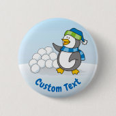 Kleiner Pinguin mit schneebedeckten Kugeln Button (Vorderseite)